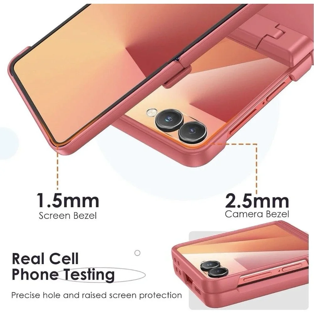 for Galaxy Z Flip 7 Case, with Hidden Kickstand, Built-in Screen Protector, Cora